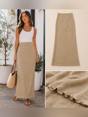 TIMING - Beige Fitted Maxi Skirt NWT